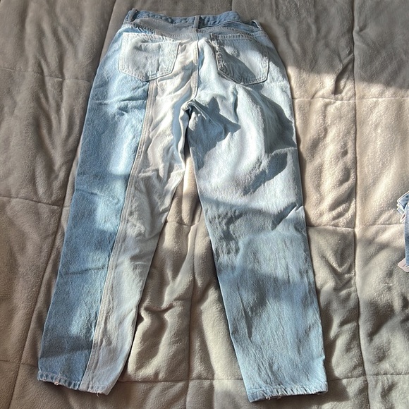 High rise hardly worn light blue patched jeans - Picture 3 of 3